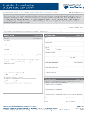 Queensland Law Society Membership Application