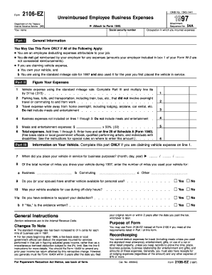 Form 2106-EZ Unreimbursed Employee Business Expenses