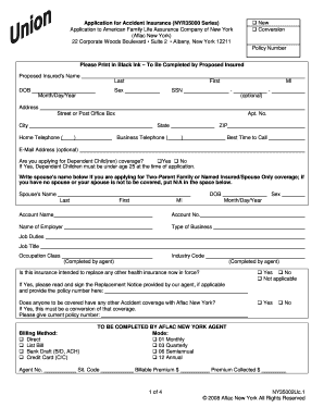 Accident Insurance Application NYR35000 Series
