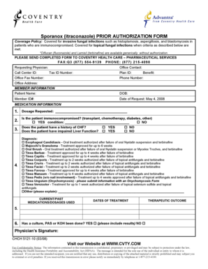 Sporanox Prior Authorization Form