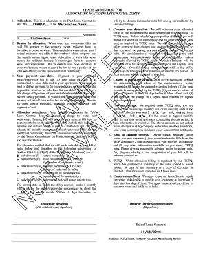 Water/Wastewater Cost Allocation Addendum