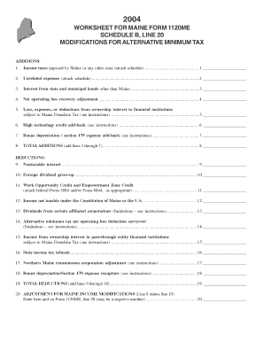 Maine Form 1120ME Schedule B