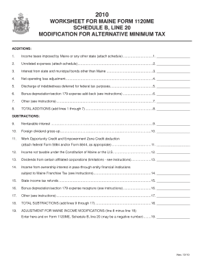 Maine Form 1120ME Schedule B
