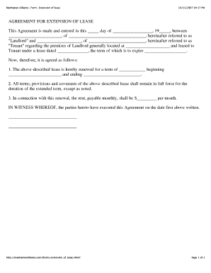Manhattan Alliance Lease Extension Agreement