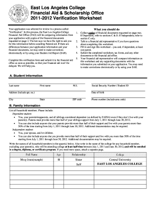 2011-2012 Verification Worksheet