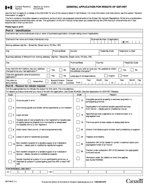 General Application for GST/HST Rebate