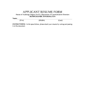 Applicant Resume Form
