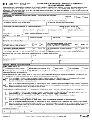 GST/HST New Housing Rebate Application