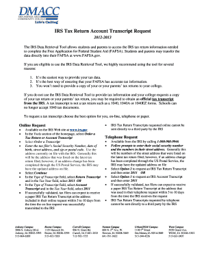 IRS Tax Return Account Transcript Request