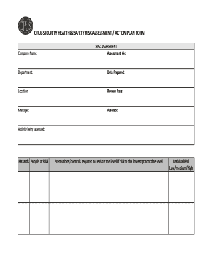 Opus Security Health & Safety Risk Assessment Form