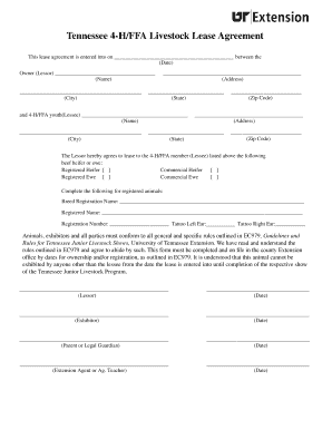 Tennessee 4-H/FFA Livestock Lease Agreement