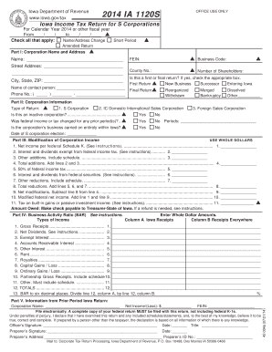 Iowa Income Tax Return for S Corporations