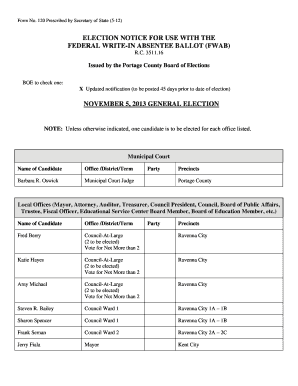 Election Notice for Federal Write-In Absentee Ballot