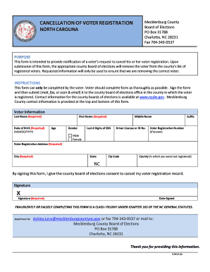 Voter Registration Cancellation Form
