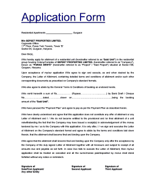 Residential Apartment Application Form