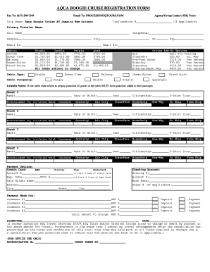 Aqua Boogie Cruise Registration Form