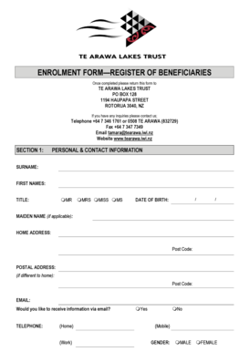 Te Arawa Lakes Trust Beneficiary Enrollment Form