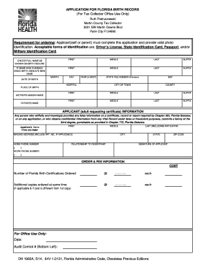 Florida Birth Record Application