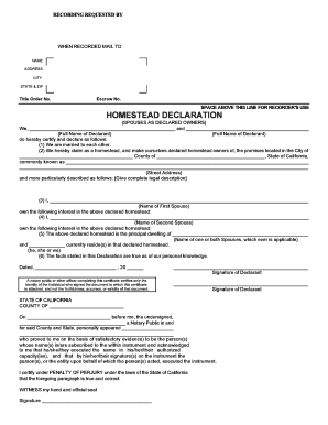 California Homestead Declaration