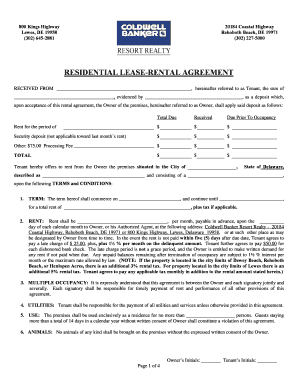 Delaware Residential Lease-Rental Agreement