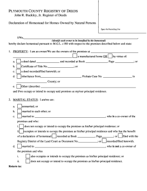 Declaration of Homestead for Homes Owned by Natural Persons