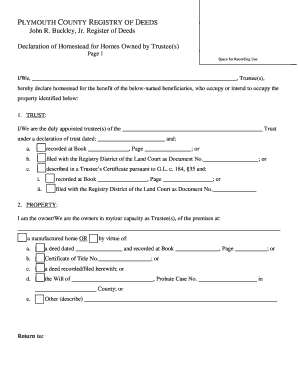 Declaration of Homestead for Homes Owned by Trustee(s)