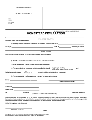 Homestead Declaration Form