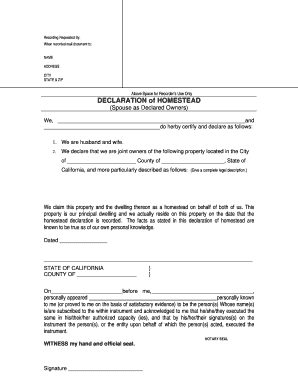 California Homestead Declaration Form