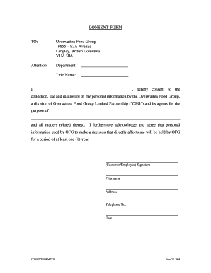 Overwaitea Food Group Consent Form