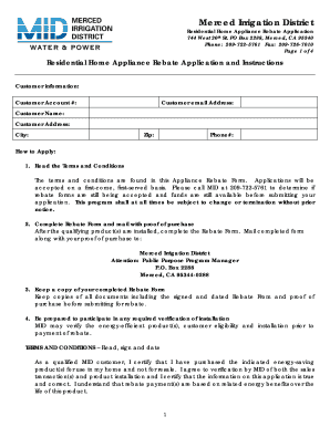 Residential Home Appliance Rebate Application