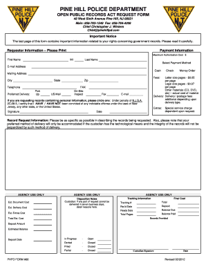 New Jersey Open Public Records Act Request Form