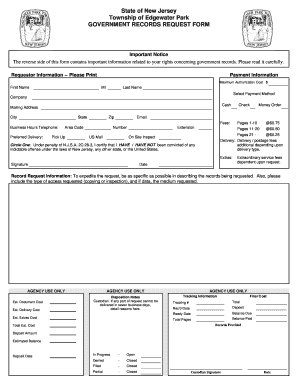 New Jersey Government Records Request Form