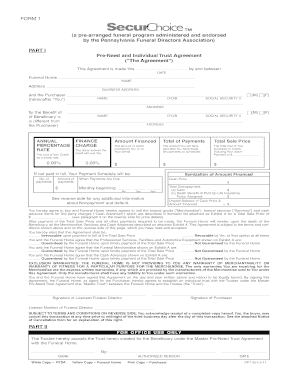 Pennsylvania Pre-Need Funeral Trust Agreement
