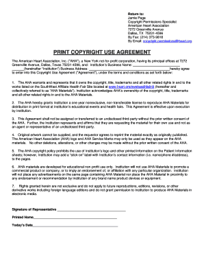 American Heart Association Copyright Use Agreement