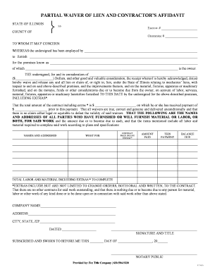 Partial Waiver of Lien and Contractor’s Affidavit