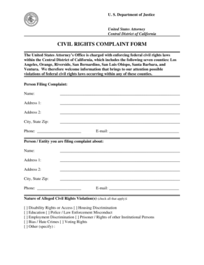 US Civil Rights Complaint Form