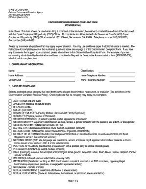California Discrimination Harassment Complaint Form