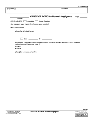 California General Negligence Complaint Form