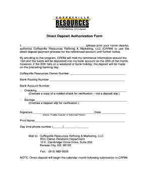 Direct Deposit Authorization Form