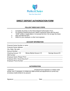 Direct Deposit Authorization Form