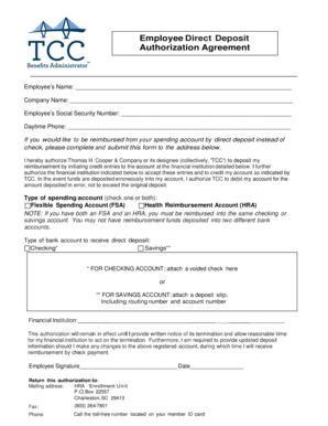 Bancorpsouth direct deposit time - Employee Direct Deposit Authorization Agreement Employees Name: Company Name: Employees Social Security Number: Daytime Phone: If you would like to be reimbursed from your spending account by direct deposit instead of check, please complete
