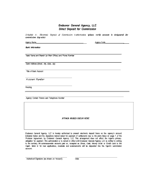 Direct Deposit Authorization for Commission