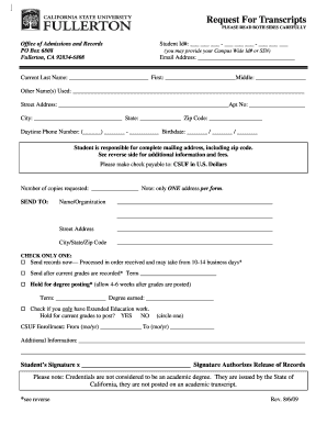 Request for Transcripts Form