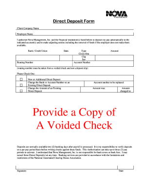 Direct Deposit Authorization Form