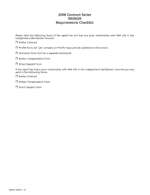 MetLife Broker Contract and Profile Form
