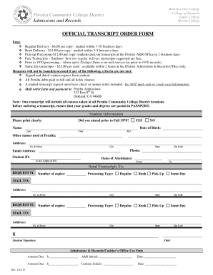 Official Transcript Order Form