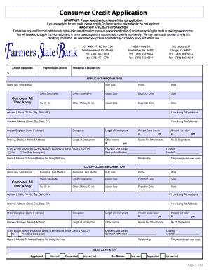 Consumer Credit Application Form