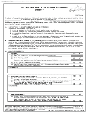Seller’s Property Disclosure Statement