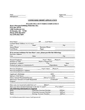 Consumer Credit Application