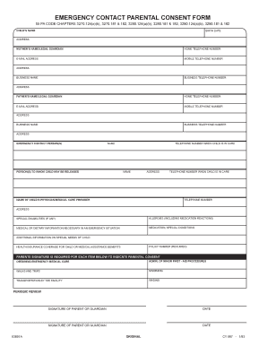 Emergency Contact Parental Consent Form